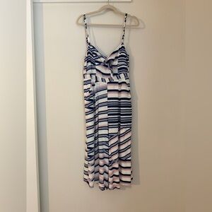 Yumi Kim Navy and Pink Striped Spaghetti- Strap Maxi Jumpsuit